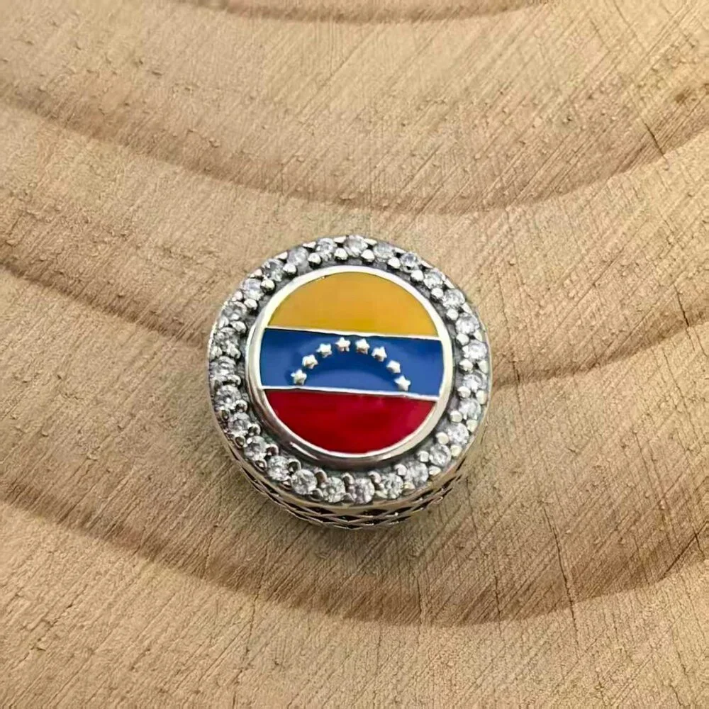Pandora Venezuela Flag Exclusive Bead Charm For Bracelet, S925 Silver Jewelry